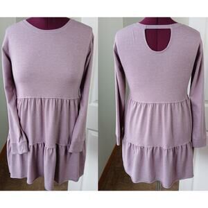 SO Tiered Keyhole Tunic XL purple babydoll sweatshirt dress long sleeve feminine